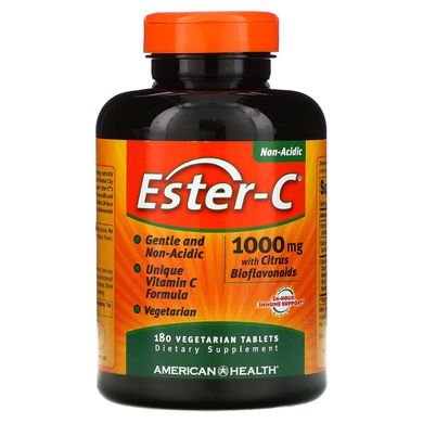 Ester-C з цитрусовими біофлавоноїдами на рослинній основі American Health (Ester-C with Citrus Bioflavonoids) 1000 мг / 200 мг 180 таблеток