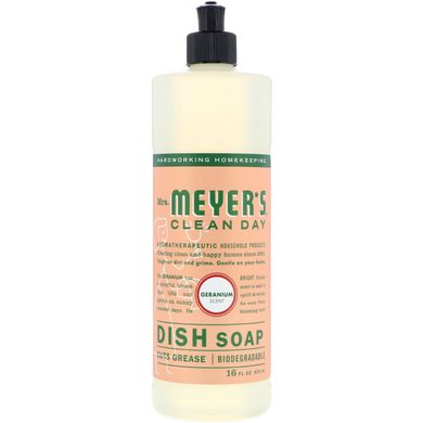 Рідина для миття посуду з ароматом герані Mrs. Meyers Clean Day (Liquid Dish Soap) 473 мл