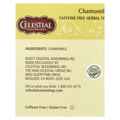 Herbal tea, caffeine free, chamomile, Celestial Seasonings, 20 tea bags, 0.9 ounces (25 g)