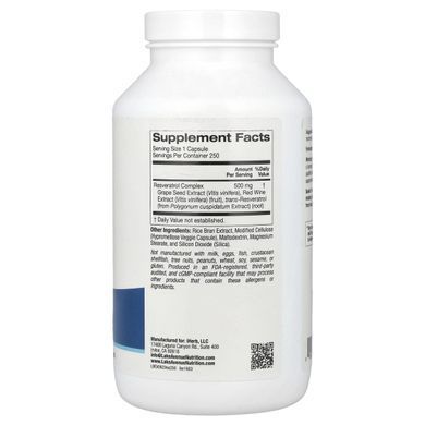 Ресвератрол комплекс, Lake Avenue Nutrition, 500 мг, 250 капсул