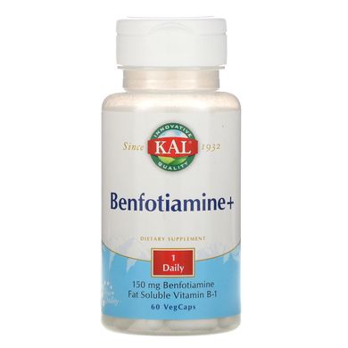 Бенфотіамін, Benfotiamine +, KAL, 150 мг, 60 капсул