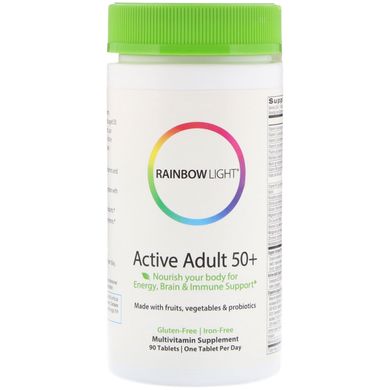 Мультивітаміни для людей старше 50 років, Active Adult 50+ Multivitamin, Rainbow Light, 90 таблеток