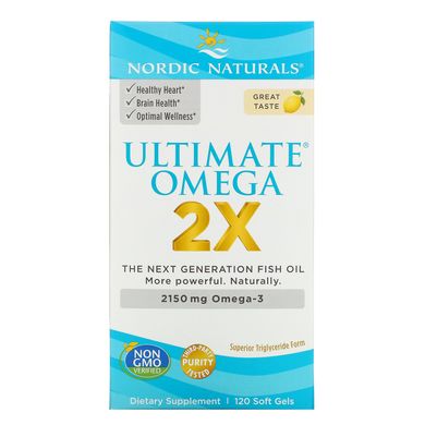 Риб'ячий жир Nordic Naturals (Ultimate Omega 2X) 2150 мг 120 капсул зі смаком лимона