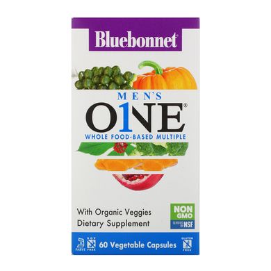 Чоловічі мультивітаміни, Men's ONE, Whole Food-Based Multiple, Bluebonnet Nutrition, 60 вегетаріанських капсул