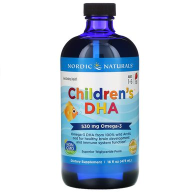 ДГК докозагексаєнова кислота для дітей зі смаком полуниці Nordic Naturals (Children's DHA Ages 1-6 Strawberry) 473 мл