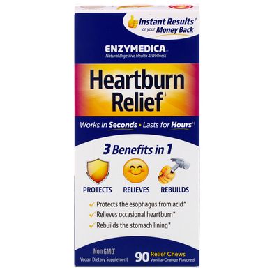 Засіб від печії смак ванілі-апельсина Enzymedica (Heartburn Relief) 90 жувальних таблеток