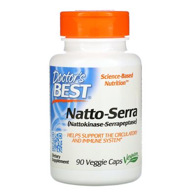 Наттокіназа і серрапептаза, Natto-Serra, Doctor's Best, 90 вегетаріанських капсул