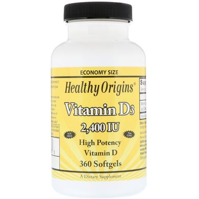 Вітамін Д3, Vitamin D3, Healthy Origins, 2400 МО, 360 капсул