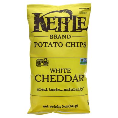 Картопляні чіпси, New York Cheddar, Kettle Foods, 5 унцій (142 г)