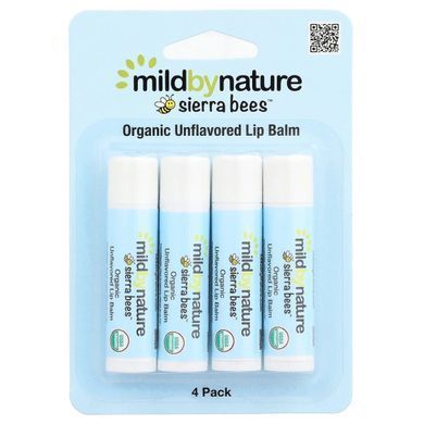 Mild By Nature, Sierra Bees&trade;, органические бальзамы для губ, без добавок, упаковка из 4&nbsp;шт. по 4,25&nbsp;г (0,15&nbsp;унции) купить в Киеве и Украине