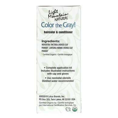 Color the Gray! Натуральна фарба для волосся і кондиціонер, чорний, Light Mountain, 7 унцій (198 г)