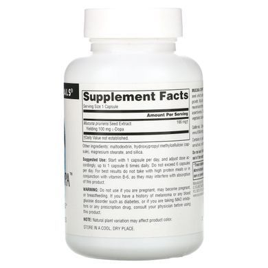 Мукуна жгучая, Mucuna Dopa, Source Naturals, 100 мг, 120 капсул купить в Киеве и Украине