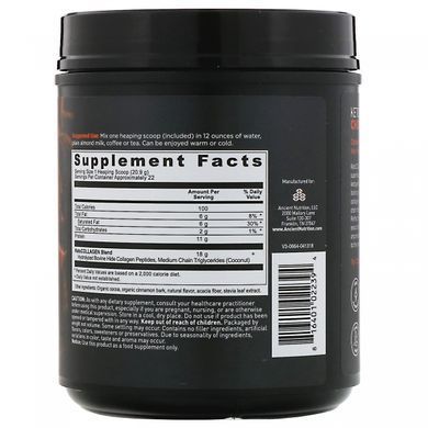 Кето колаген, колагеновий протеїн і кокосові MCT, шоколад, Dr Axe / Ancient Nutrition, 460 г
