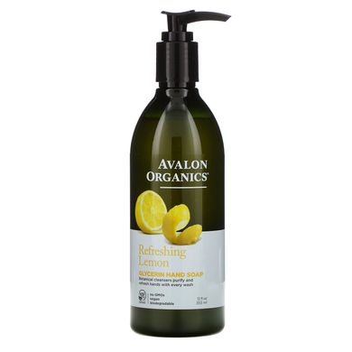 Гліцеринове мило для рук, Освіжаючий лимон, Avalon Organics, 12 рідких унцій (355 мл)
