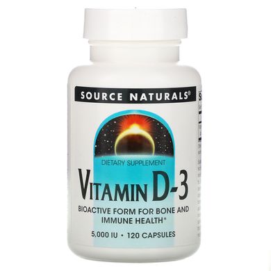 Витамин Д-3, Vitamin D-3, Source Naturals, 5000 МЕ, 120 капсул купить в Киеве и Украине