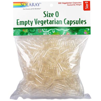 Порожні рослинні капсули, розмір 0, Empty Vegetable Capsules, Size 0, Solaray, 500 вегетаріанських капсул