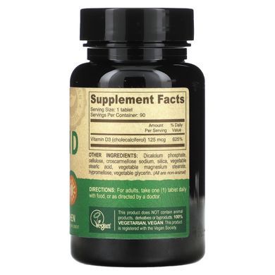 Vegan Vitamin D, Deva, 125 мкг (5000 МЕ), 90 таблеток
