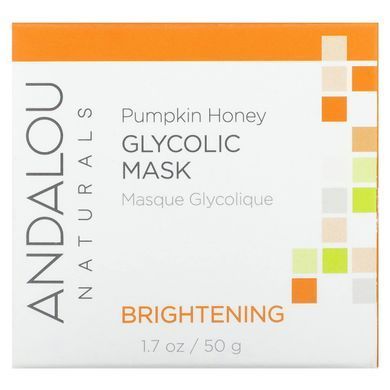 Glycolic Mask, with pumpkin and honey, brightening, Andalou Naturals, 1.7 fluid ounces (50 ml)