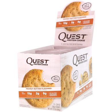 Білкове печиво, арахісова олія, Quest Nutrition, 12 штук, по 58 г кожна