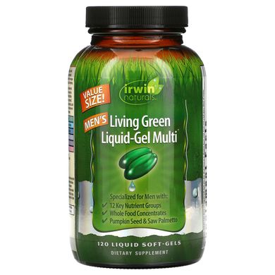 Irwin Naturals, Рідкий мульти-гель для чоловіків Living Green Liquid-Gel, 120 рідких гелевих капсул