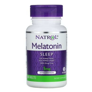 Мелатонін, екстра сила, Melatonin, Natrol, 5 мг, 60 таблеток