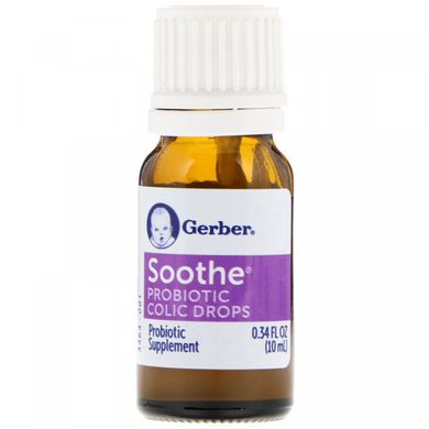 Soothe, Пробіотичні краплі від кольок, Gerber, 0,34 рідкої унції (10 мл)