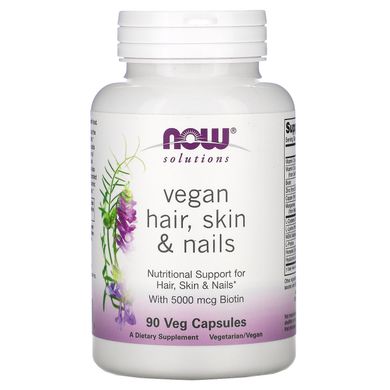 Препарат для волосся шкіри та нігтів Now Foods (Vegan Hair Skin & Nails) 90 вегетаріанських капсул