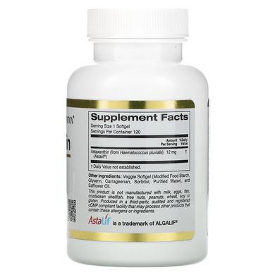 Астаксантин California Gold Nutrition (Astaxanthin) 12 мг 120 капсул