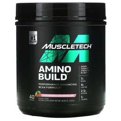 Muscletech, Amino Build, амінокислоти, полуниця та кавун, 593 г (20,92 унції)