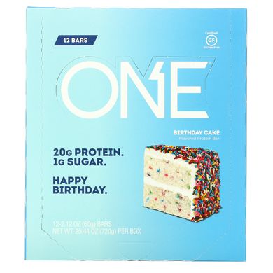 One Bar, торт на день народження, One Brands, 12 батончиків, 2,12 нц (60 г) кожен