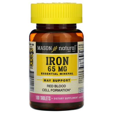 Залізо Mason Natural (Iron) 65 мг 100 таблеток