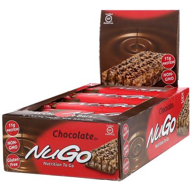 Поживний батончик, шоколад, NuGo Nutrition, 15 батончиків, 50 г кожен