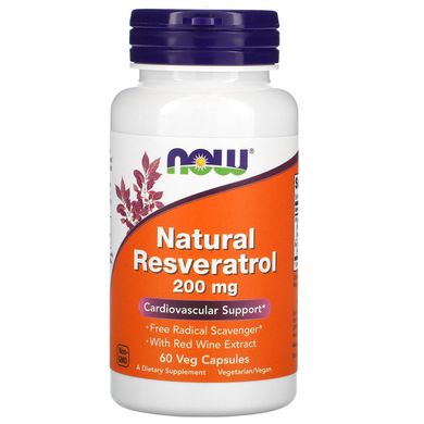 Ресвератрол Now Foods (Natural Resveratrol) 200 мг 60 вегетаріанських капсул