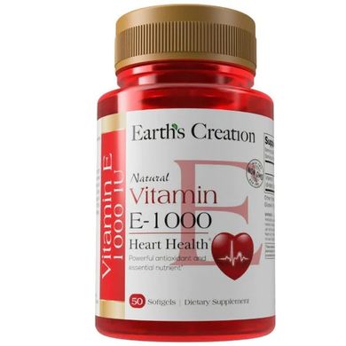 Вітамін Е Earth`s Creation (Vitamin E) 1000 МО 50 капсул