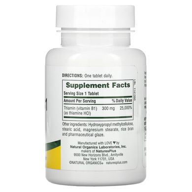 Тіамін Вітамін В1 Nature's Plus (Vitamin B-1) 300 мг 90 таблеток