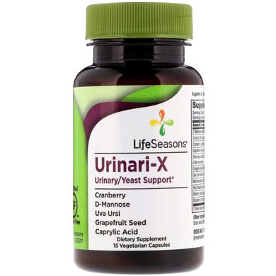 Сечова / дріжджова підтримка Urinari-X, LifeSeasons, 15 вегетаріанських капсул
