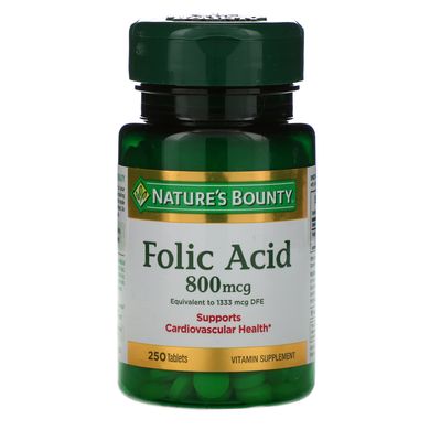 Фолієва кислота Nature's Bounty (Folic Acid) 800 мкг 250 таблеток
