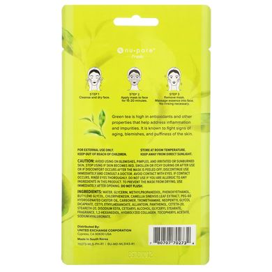 Тканевая маска Fresh Start, зеленый чай, Fresh Start Sheet Mask, Green Tea, Nu-Pore, 1 лист купить в Киеве и Украине