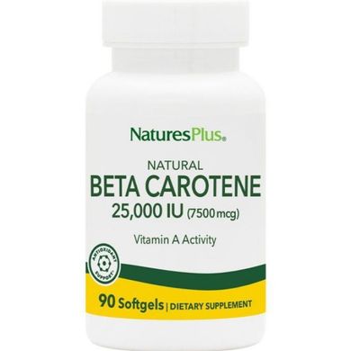 Бета-каротин натуральный Nature's Plus (Natural Beta Carotene) 25000 МЕ 7500 мкг 90 гелевых капсул купить в Киеве и Украине