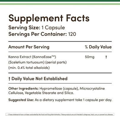 Канна экстракт поддержка настроения и расслабления Double Wood (Kanna Supplement) 50 мг 120 капсул купить в Киеве и Украине