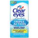 Clear Eyes, тройного действия, глазные капли для смазки / снятия покраснения, 0,5 жидких унций (15 мл) фото