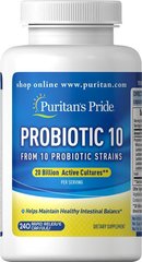 Пробиотик 10, Probiotic 10, Puritan's Pride,, 240 капсул купить в Киеве и Украине