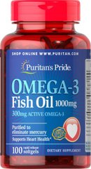 Рыбий жир Омега-3 Puritan's Pride (Omega-3 Fish Oil) 1000 мг 100 капсул купить в Киеве и Украине