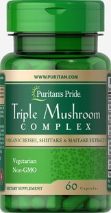 Тройной грибной комплекс Рейши Шиитаке Майтаке, Triple Mushroom Complex Reishi Shiitake Maitake, Puritan's Pride, 60 капсул купить в Киеве и Украине