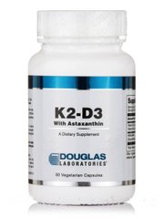 Витамин Д3 и К2 с астаксантином Douglas Laboratories (K2-D3 with Astaxanthin) 30 вегетарианских капсул купить в Киеве и Украине