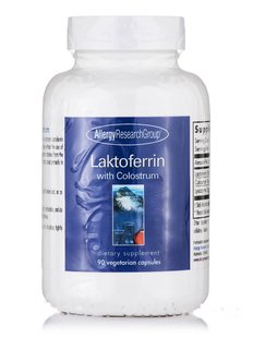 Лактоферин с Молозивом, Laktoferrin with Colostrum, Allergy Research Group, 90 вегетарианских капсул купить в Киеве и Украине