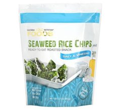 Рисові чіпси з сіллю та оцтом та морськими водоростями California Gold Nutrition (Seaweed Rice Chips Salt & Vinegar) 60 г