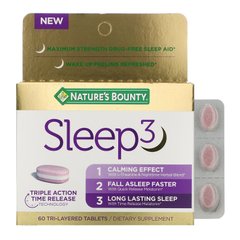 Витамины для сна, Sleep-3, Nature's Bounty, 60 таблеток купить в Киеве и Украине