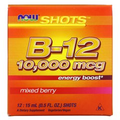 Вітамін В12 Now Foods (B-12 Shots) 10000 мкг 12 тюбиків по 15 мл