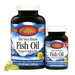 Риб'ячий жир Carlson Labs (Fish Oil) зі смаком лимона 700 мг 120 + 30 капсул